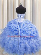 Visible Boning Sleeveless Ruffles and Pick Ups Lace Up Sweet 16 Dresses