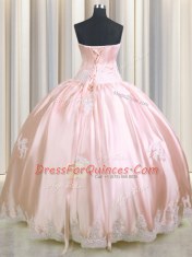 Sleeveless Lace Up Floor Length Beading and Appliques Quinceanera Gown