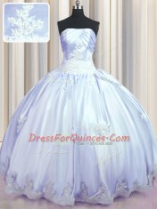 Lavender Sleeveless Taffeta Lace Up Quinceanera Gown for Military Ball and Sweet 16 and Quinceanera