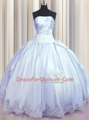 Lavender Sleeveless Taffeta Lace Up Quinceanera Gown for Military Ball and Sweet 16 and Quinceanera