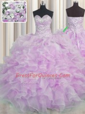 Floor Length Ball Gowns Sleeveless Lilac 15 Quinceanera Dress Lace Up