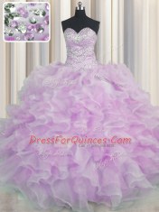 Floor Length Ball Gowns Sleeveless Lilac 15 Quinceanera Dress Lace Up
