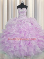 Floor Length Ball Gowns Sleeveless Lilac 15 Quinceanera Dress Lace Up