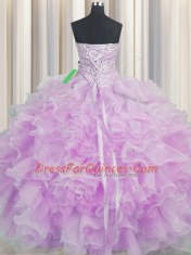 Floor Length Ball Gowns Sleeveless Lilac 15 Quinceanera Dress Lace Up