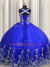 Discount Halter Top Organza Sleeveless Floor Length Quinceanera Dresses and Beading and Appliques
