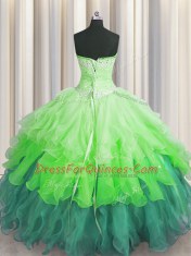 Sequins Ruffled Floor Length Multi-color Vestidos de Quinceanera Sweetheart Sleeveless Lace Up