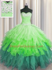 Sequins Ruffled Floor Length Multi-color Vestidos de Quinceanera Sweetheart Sleeveless Lace Up