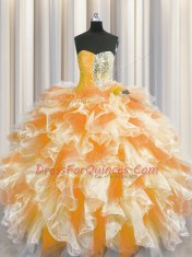 Superior Sweetheart Sleeveless Organza Quinceanera Dress Beading and Ruffles Lace Up