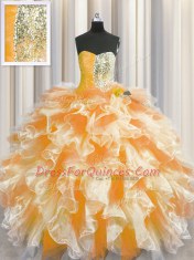 Superior Sweetheart Sleeveless Organza Quinceanera Dress Beading and Ruffles Lace Up