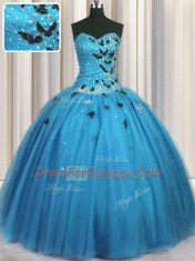 Sleeveless Beading and Appliques Lace Up Sweet 16 Dresses
