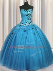 Sleeveless Beading and Appliques Lace Up Sweet 16 Dresses