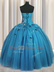 Sleeveless Beading and Appliques Lace Up Sweet 16 Dresses