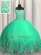 Noble Sweetheart Sleeveless Organza Quinceanera Dress Beading and Appliques Lace Up