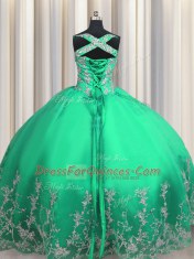 Noble Sweetheart Sleeveless Organza Quinceanera Dress Beading and Appliques Lace Up