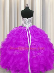 Noble Floor Length Purple Quinceanera Dresses Sweetheart Sleeveless Lace Up