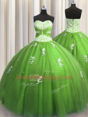Ball Gowns Vestidos de Quinceanera Green Sweetheart Tulle Sleeveless Floor Length Lace Up