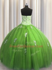 Ball Gowns Vestidos de Quinceanera Green Sweetheart Tulle Sleeveless Floor Length Lace Up