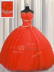 Handcrafted Flower Coral Red Sleeveless Floor Length Beading and Sequins and Hand Made Flower Lace Up Sweet 16 Quinceanera Dress
