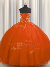 Free and Easy Really Puffy Tulle Sweetheart Sleeveless Lace Up Beading Ball Gown Prom Dress in Red