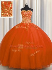 Free and Easy Really Puffy Tulle Sweetheart Sleeveless Lace Up Beading Ball Gown Prom Dress in Red
