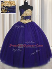 Graceful Royal Blue 15 Quinceanera Dress Military Ball and Sweet 16 and Quinceanera and For with Beading and Appliques Sweetheart Sleeveless Lace Up