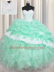 Sleeveless Beading and Ruffles and Pick Ups Lace Up Quinceanera Dress