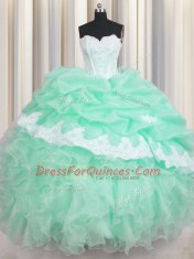 Sleeveless Beading and Ruffles and Pick Ups Lace Up Quinceanera Dress