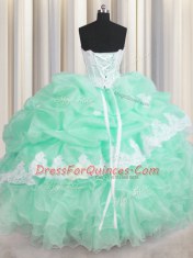 Sleeveless Beading and Ruffles and Pick Ups Lace Up Quinceanera Dress
