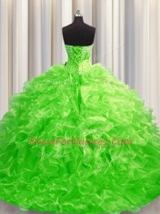 Sweep Train Ball Gowns Quince Ball Gowns Sweetheart Organza Sleeveless Lace Up