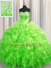 Sweep Train Ball Gowns Quince Ball Gowns Sweetheart Organza Sleeveless Lace Up