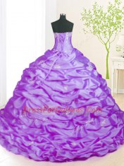 Spectacular Lavender Strapless Neckline Beading Quinceanera Dresses Sleeveless Lace Up