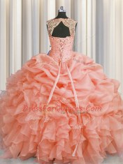 Fantastic Scoop Sleeveless Beading and Pick Ups Lace Up Quinceanera Dresses