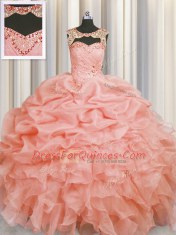 Fantastic Scoop Sleeveless Beading and Pick Ups Lace Up Quinceanera Dresses