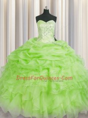 Traditional Lace Up Quinceanera Dress Beading and Ruffles Sleeveless Floor Length