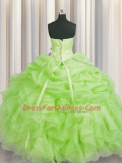 Traditional Lace Up Quinceanera Dress Beading and Ruffles Sleeveless Floor Length