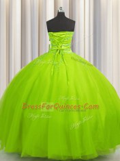 Big Puffy Tulle Sweetheart Sleeveless Lace Up Beading 15th Birthday Dress in