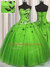 Unique Sleeveless Beading and Appliques Floor Length 15th Birthday Dress