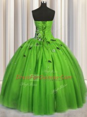 Unique Sleeveless Beading and Appliques Floor Length 15th Birthday Dress