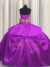 Bowknot Floor Length Ball Gowns Sleeveless Purple Sweet 16 Dress Lace Up
