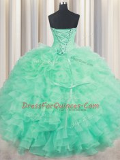 Floor Length Apple Green Sweet 16 Quinceanera Dress Sweetheart Sleeveless Lace Up