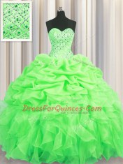 Dramatic Sleeveless Lace Up Floor Length Beading and Ruffles and Pick Ups Sweet 16 Quinceanera Dress