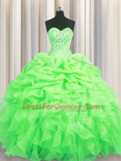 Dramatic Sleeveless Lace Up Floor Length Beading and Ruffles and Pick Ups Sweet 16 Quinceanera Dress