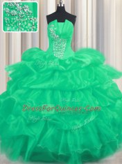 Sleeveless Lace Up Floor Length Beading and Ruffled Layers and Pick Ups Quinceanera Dresses