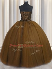 Pretty Sweetheart Sleeveless Tulle Quinceanera Gowns Beading and Appliques and Ruching and Belt Lace Up
