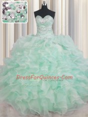 Sleeveless Lace Up Floor Length Beading and Ruffles Quinceanera Gowns