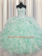 Sleeveless Lace Up Floor Length Beading and Ruffles Quinceanera Gowns