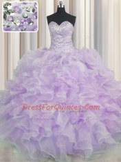 New Arrival Floor Length Ball Gowns Sleeveless Lavender Quinceanera Dresses Lace Up