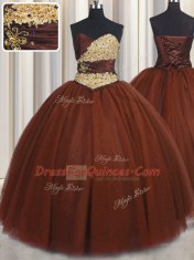 Custom Fit Burgundy Ball Gowns Beading and Appliques Vestidos de Quinceanera Lace Up Tulle Sleeveless Floor Length