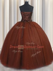 Custom Fit Burgundy Ball Gowns Beading and Appliques Vestidos de Quinceanera Lace Up Tulle Sleeveless Floor Length