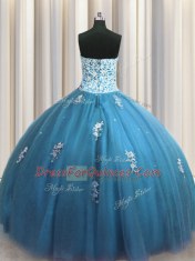Luxury Teal Sweetheart Neckline Beading and Appliques Vestidos de Quinceanera Sleeveless Lace Up